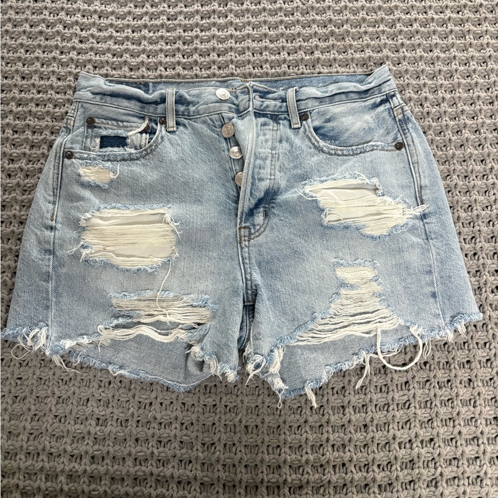 American Eagle Outfitters Ripped Light Blue Jean Shorts